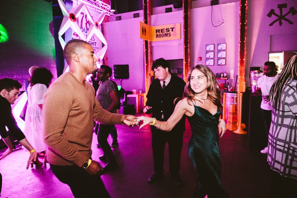 Couple dancing at the 2023 Late Night Wrap Party, enjoying the celebration.