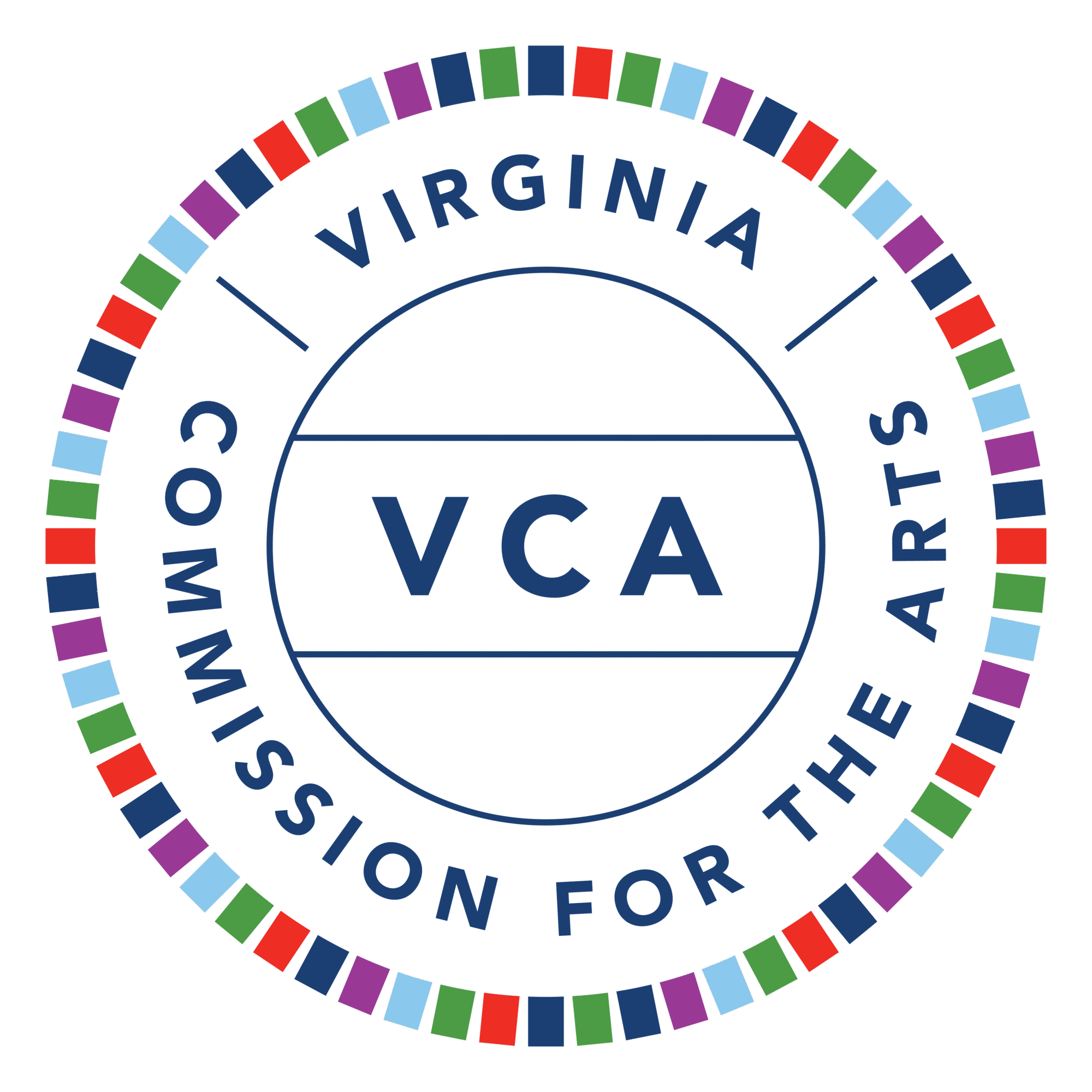 Virginia Commission for the Arts logo. Colorful squares surround VCA text.