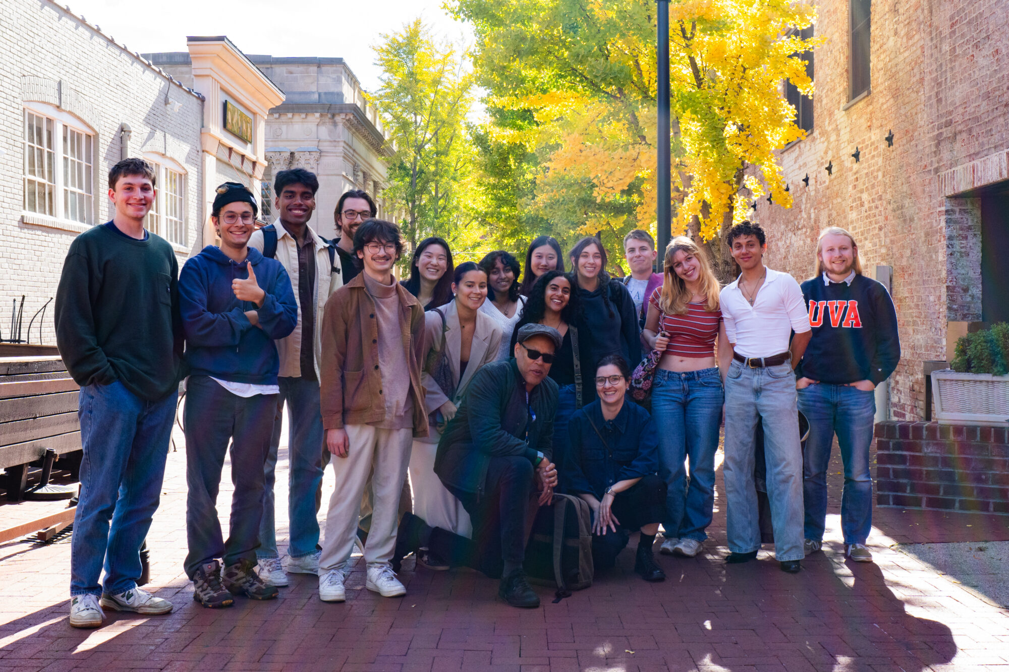 Group of students outdoors in autumn sunlight