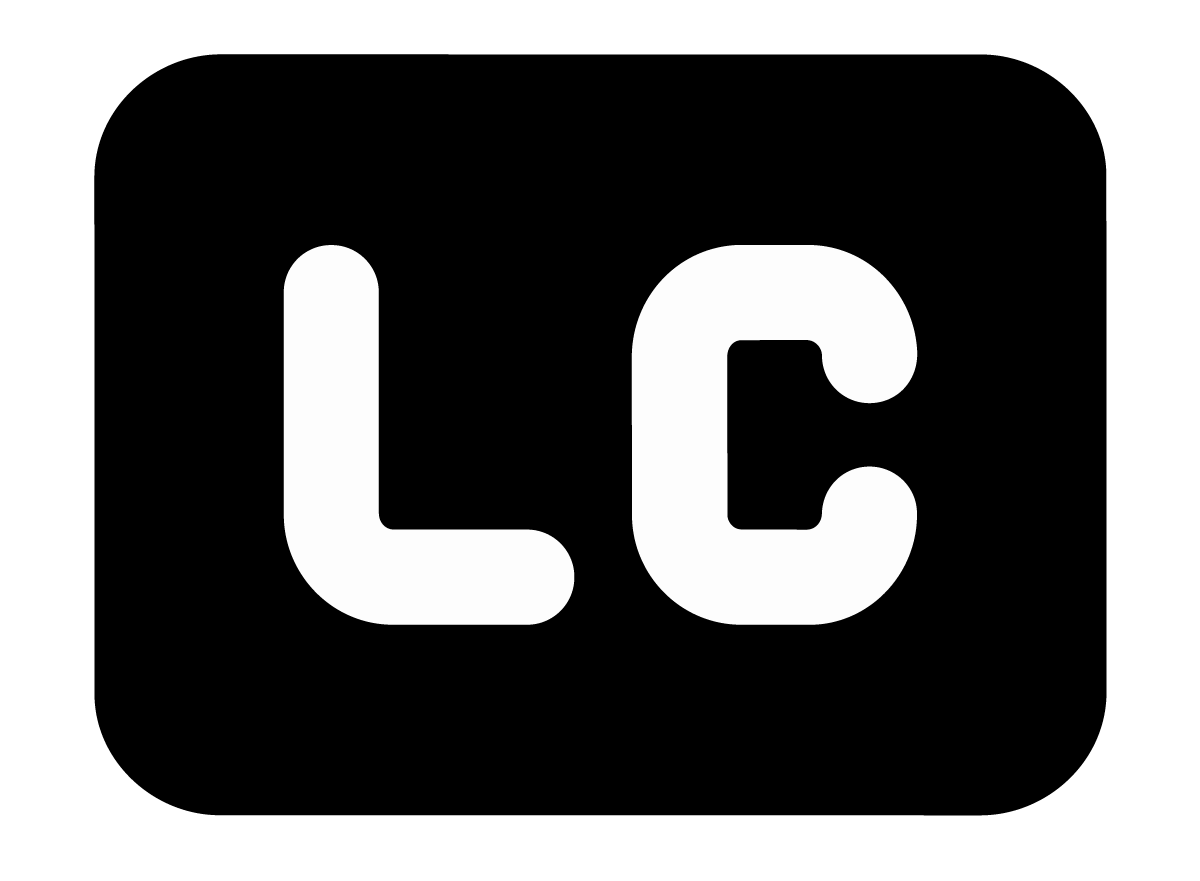 Black square with rounded corners and white "LC" logo